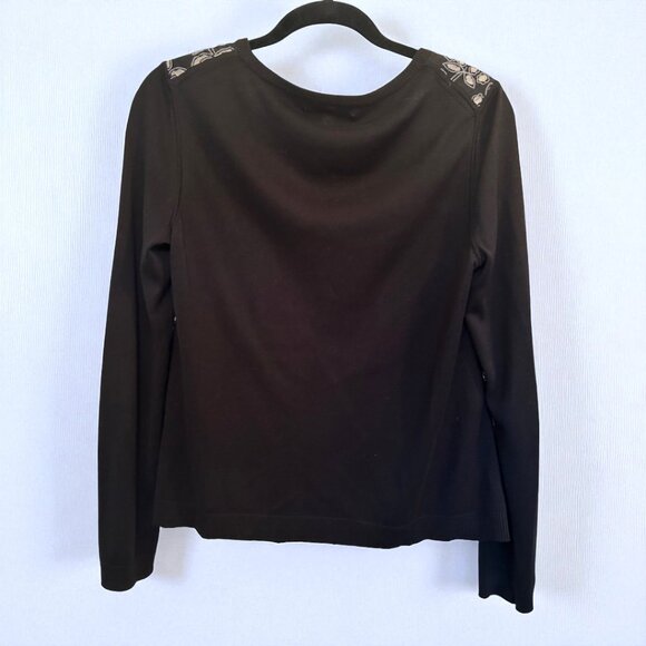 Sigrid Olsen black silk embroidered cardigan - Picture 3 of 8